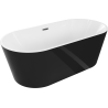 Mexen Luna laisvai stovinti vonia 170 x 80 cm, balta/juoda, persipylimas gun metal - 52031708075-95