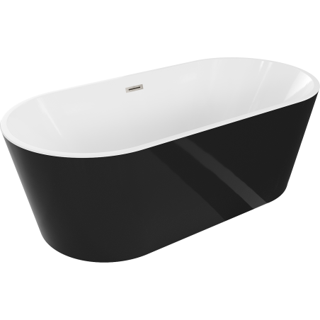 Mexen Luna laisvai pastatoma vonia 170 x 80 cm, balta/juoda, šlifuotas nikelio perpylimas - 52031708075-97