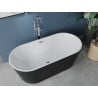 Mexen Luna vonia laisvai stovinti 180 x 80 cm, balta/juoda, chromo perpildymo anga - 52031808075-01
