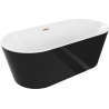 Mexen Luna laisvai pastatoma vonia 170 x 80 cm, balta/juoda, matinis varinis perpylimas - 52031708075-65