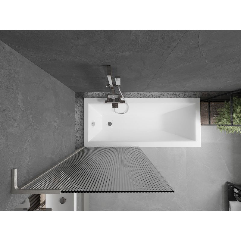 Mexen Next L vonios uždanga 1-jetis 80 x 150 cm, dryžuotas, šlifuotas nikelis - 895-080-000-03-09-97