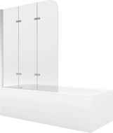 Mexen Vega stačiakampė vonia 180 x 80 cm su apdaila ir 3 dalių vonios ekranėliu 120 cm, permatoma, chromuota