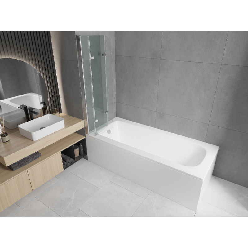 Mexen Vega stačiakampė vonia 180 x 80 cm su apdaila ir 3 sparnų 120 cm dušo sienele, permatomas, chromas - 550118080X9012030100