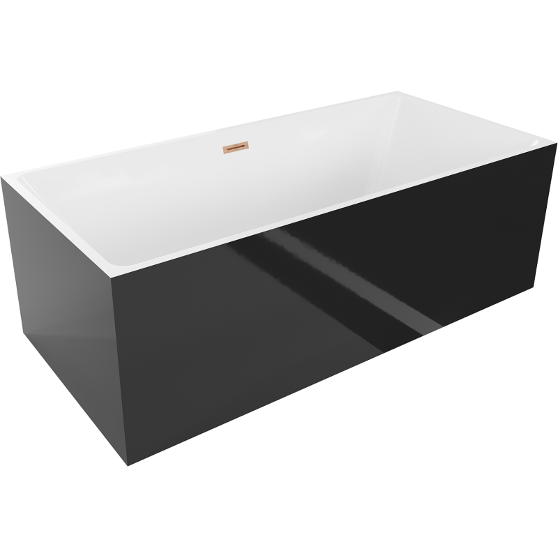 Mexen Nita laisvai stovinti vonia 170 x 80 cm, balta/juoda, perteklius šlifuotas varis - 52091708075-65
