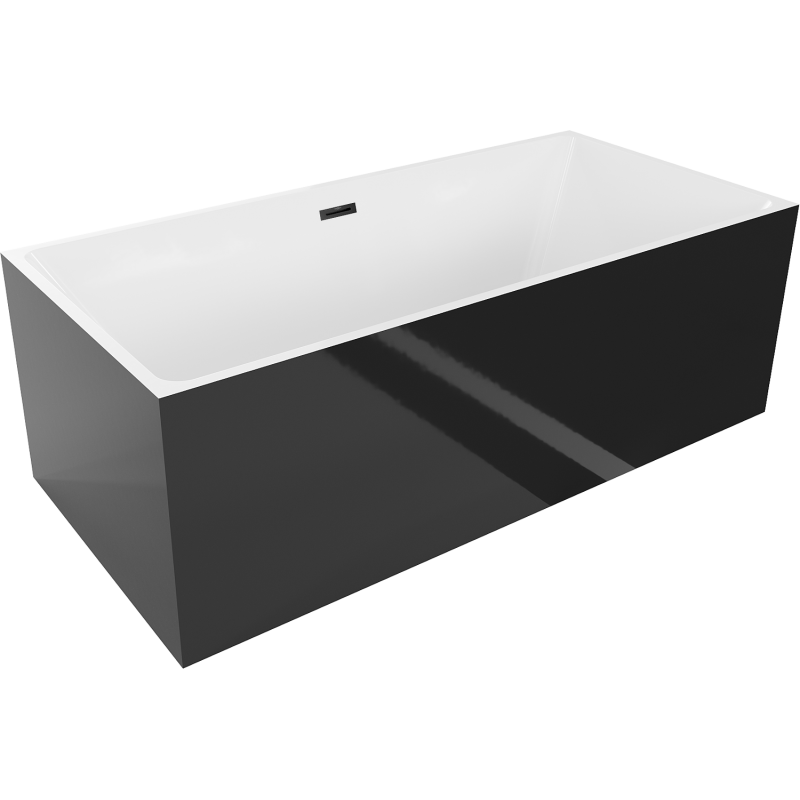 Mexen Nita laisvai pastatoma vonia 170 x 80 cm, balta/juoda, juodas perteklius - 52091708075-70