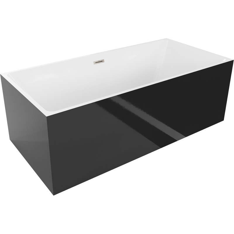 Mexen Nita laisvai pastatoma vonia 170 x 80 cm, balta/juoda, šlifuoto nikelio perpildymo anga - 52091708075-97