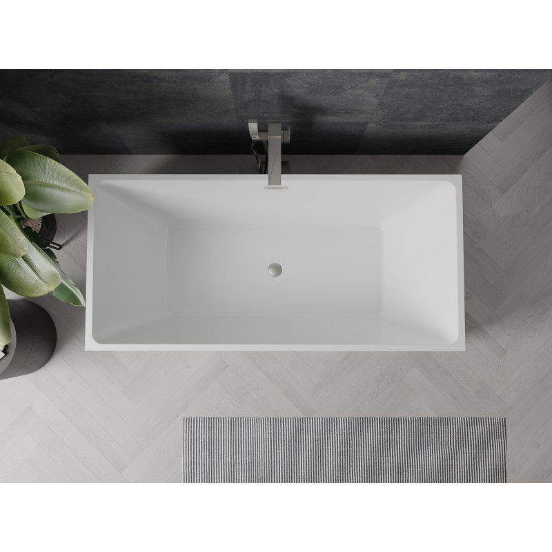 Mexen Nita laisvai pastatoma vonia 170 x 80 cm, balta/juoda, šlifuoto nikelio perpildymo anga - 52091708075-97