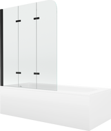 Mexen Vega stačiakampė vonia 180 x 80 cm su apdaila ir 3 dalių ekranu 120 cm, permatomas, juodas - 550118080X9012037000