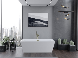 Mexen Lita laisvai pastatoma vonia 170 x 75 cm, balta, auksinis perpildymas - 52121707500-50