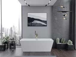 Mexen Lita laisvai pastatoma vonia 170 x 75 cm, balta, šlifuotas auksinis perpylimas - 52121707500-55