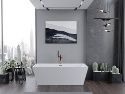 Mexen Lita laisvai pastatoma vonia 170 x 75 cm, balta, perpylimo anga rožinis auksas - 52121707500-60