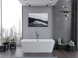 Mexen Lita laisvai stovinti vonia 170 x 75 cm, balta, perteklius gun metal - 52121707500-95