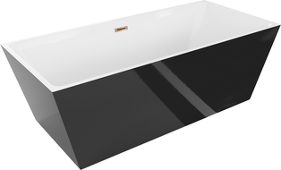 Mexen Lita laisvai pastatoma vonia 170 x 75 cm, balta/juoda, perpylimas rožinis auksas - 52121707575-60