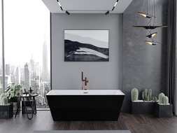Mexen Lita laisvas stendas 170 x 75 cm, balta/juoda, bekontaktis su šlifuotas varis - 52121707575-65