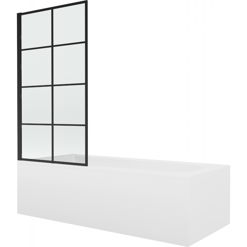 Mexen Vega stačiakampė vonia 180 x 80 cm su apdaila ir vieno sparno 70 cm pertvara, juodas raštas - 550118080X9307007077