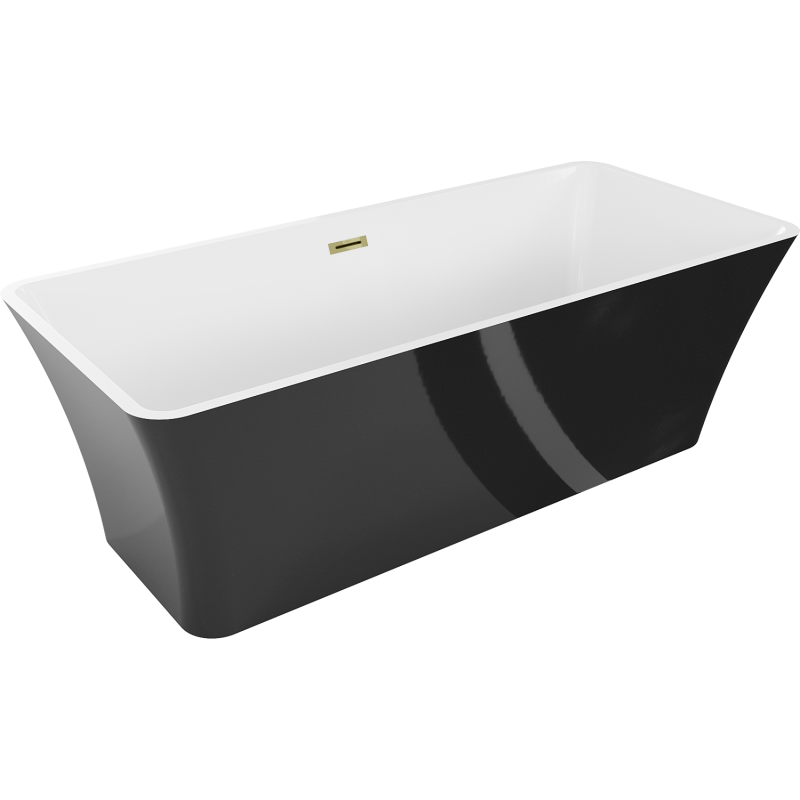 Mexen Tonia laisvai pastatoma vonia 170 x 75 cm, balta/juoda, auksinė perpildymo anga - 52171707575-50