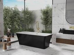 Mexen Tonia laisvai pastatoma vonia 170 x 75 cm, balta/juoda, auksinė perpildymo anga - 52171707575-50