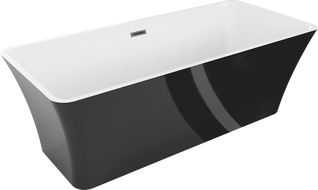 Mexen Tonia laisvai stovinti vonia 170 x 75 cm, balta/juoda, išleidimo anga gun gray matinė - 52171707575-66