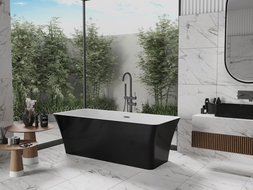 Mexen Tonia laisvai pastatoma vonia 170 x 75 cm, balta/juoda, persipylimas gun metal - 52171707575-95