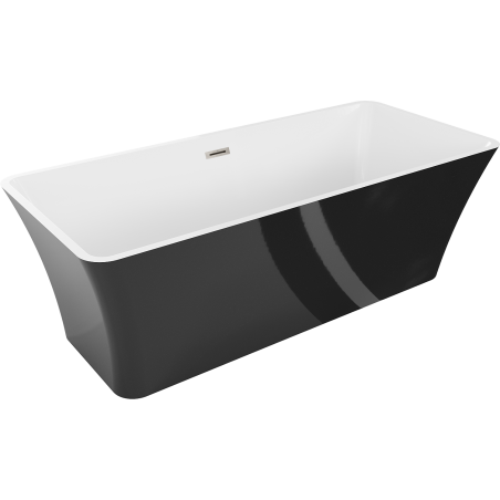 Mexen Tonia laisvai pastatoma vonia 170 x 75 cm, balta/juoda, matiniai nikelio perpildymas - 52171707575-97