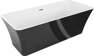 Mexen Tonia laisvai pastatoma vonia 170 x 75 cm, balta/juoda, matiniai nikelio perpildymas - 52171707575-97
