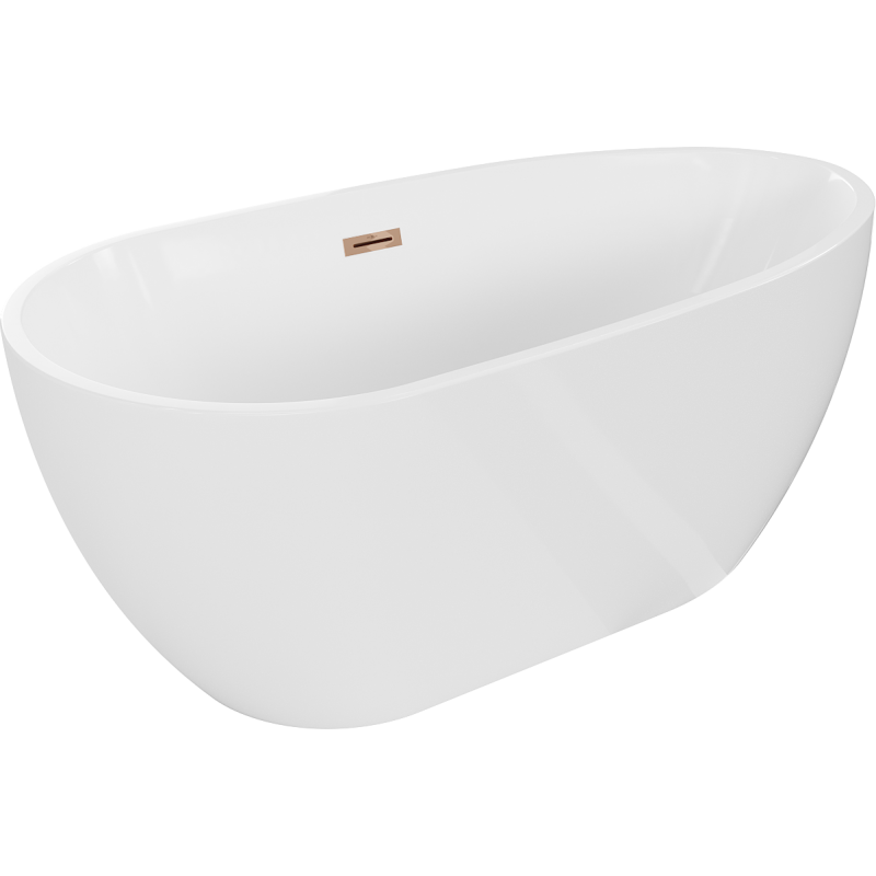 Mexen Eos laisvai pastatoma vonia 150 x 75 cm, balta, perpylimas rožinis auksas - 52471507500-60