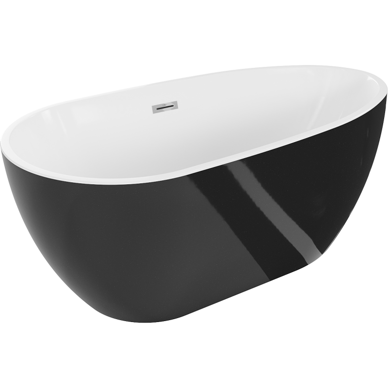 Mexen Eos atskirai pastatoma vonia 150 x 75 cm, balta/juoda, chromuotas persipylimas - 52471507575-01