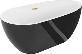 Mexen Eos laisvai pastatoma vonia 170 x 75 cm, balta/juoda, auksinis matinis perpylimas - 52471707575-55