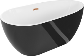 Mexen Eos laisvai stovinti vonia 150 x 75 cm, balta/juoda, varinis perpylimas šlifuotas - 52471507575-65