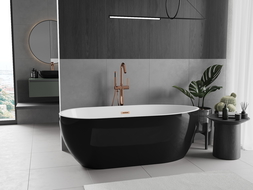 Mexen Eos laisvai stovinti vonia 170 x 75 cm, balta/juoda, persipylimas rožinis auksas - 52471707575-60