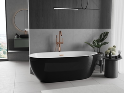 Mexen Eos laisvai pastatoma vonia 170 x 75 cm, balta/juoda, šlifuotas varinis perteklius - 52471707575-65