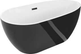 Mexen Eos laisvai pastatoma vonia 150 x 75 cm, balta/juoda, juodas persipylimas - 52471507575-70