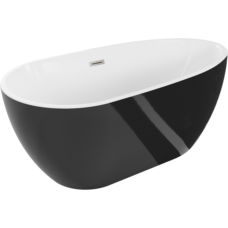 Mexen Eos laisvai pastatoma vonia 170 x 75 cm, balta/juoda, pervadinimas nikeliu šlifuotas - 52471707575-97
