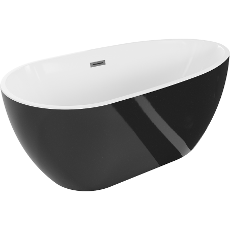 Mexen Eos laisvai stovinti vonia 170 x 75 cm, balta/juoda, nusausinimo anga, gun gray šlifuota - 52471707575-66