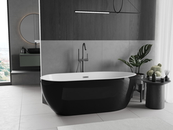 Mexen Eos laisvai stovinti vonia 150 x 75 cm, balta/juoda, perteklius gun metal - 52471507575-95