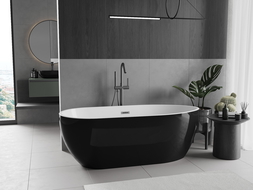 Mexen Eos laisvai stovinti vonia 170 x 75 cm, balta/juoda, gun gray šlifuotas perpylimas - 52471707575-66