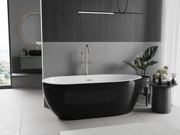 Mexen Eos laisvai stovinti vonia 170 x 75 cm, balta / juoda, nikeliu šlifuotas perpildymas - 52471707575-97