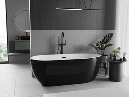 Mexen Eos laisvai pastatoma vonia 170 x 75 cm, balta/juoda, juodas perpylimas - 52471707575-70