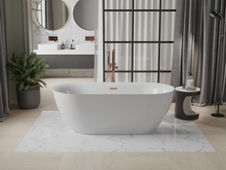 Mexen Roxy laisvai stovinti vonia 170 x 80 cm, balta, perpildymo anga rožinio aukso - 51201708000-60