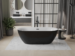 Mexen Roxy laisvai stovinti vonia, 170 x 80 cm, balta/juoda, juodas persipylimas - 51201708075-70