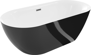 Mexen Roxy laisvai stovinti vonia 170 x 80 cm, balta/juoda, gun metal perpildymas - 51201708075-95