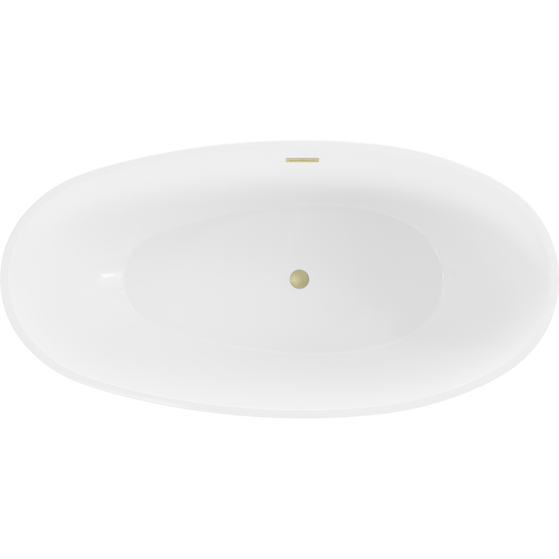 Mexen Bilbao pastatoma vonia 180 x 90 cm, balta, auksinis šepečiuoti perpildymo anga - 51311809000-55