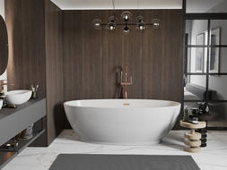 Mexen Bilbao laisvai stovinti vonia 180 x 90 cm, balta, persipylimas rožinis auksas - 51311809000-60