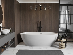 Mexen Bilbao laisvai pastatoma vonia 180 x 90 cm, balta, juodas perpylimas - 51311809000-70