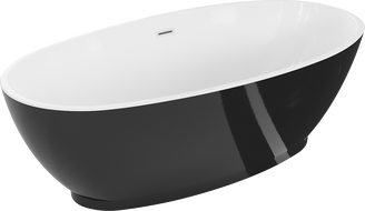 Mexen Bilbao laisvai stovinti vonia 180 x 90 cm, balta/juoda, baltas perpylimas - 51311809075-20