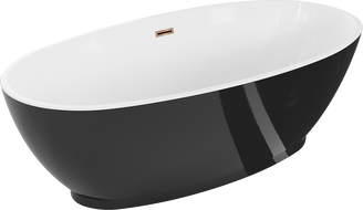 Mexen Bilbao laisvai pastatoma vonia 180 x 90 cm, balta/juoda, persipildymo rožinis auksas - 51311809075-60