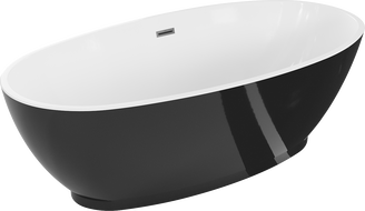 Mexen Bilbao laisvai pastatoma vonia 180 x 90 cm, balta/juoda, perpildymo angos gun metal - 51311809075-95