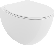 Mexen Egg WC klozetas be ratlankio su lėtai nusileidžiančiu plonu dangčiu, duroplastikas, blizgi balta - 30245000