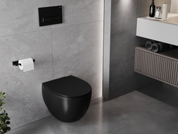 Mexen Egg WC puodas be apvado su lėtai nusileidžiančiu slim dangčiu, duroplastikas, juoda matinė - 30245070