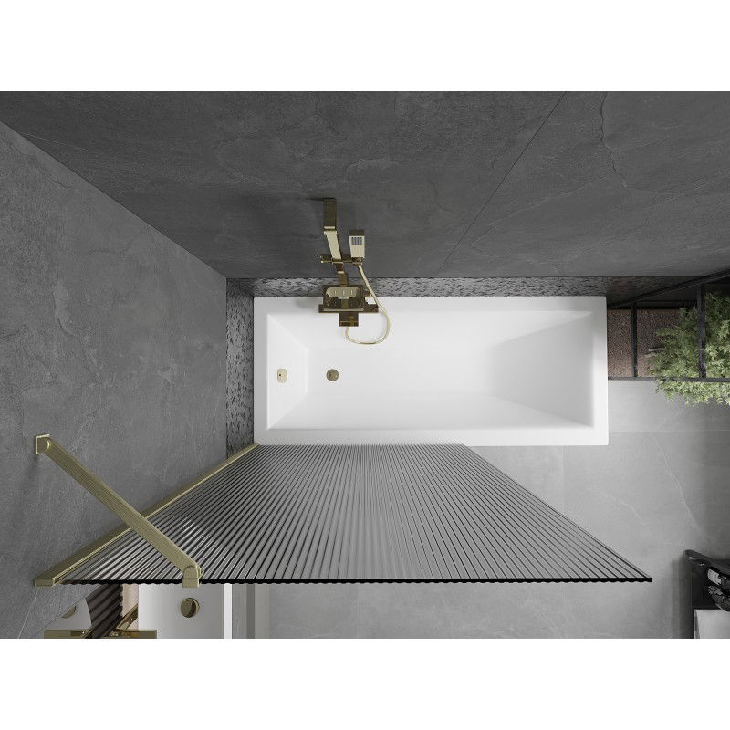 Mexen Next vonios sienelė vienos dalies 100 x 150 cm, dryžuota, auksinės spalvos šlifuota - 895-100-000-00-09-55